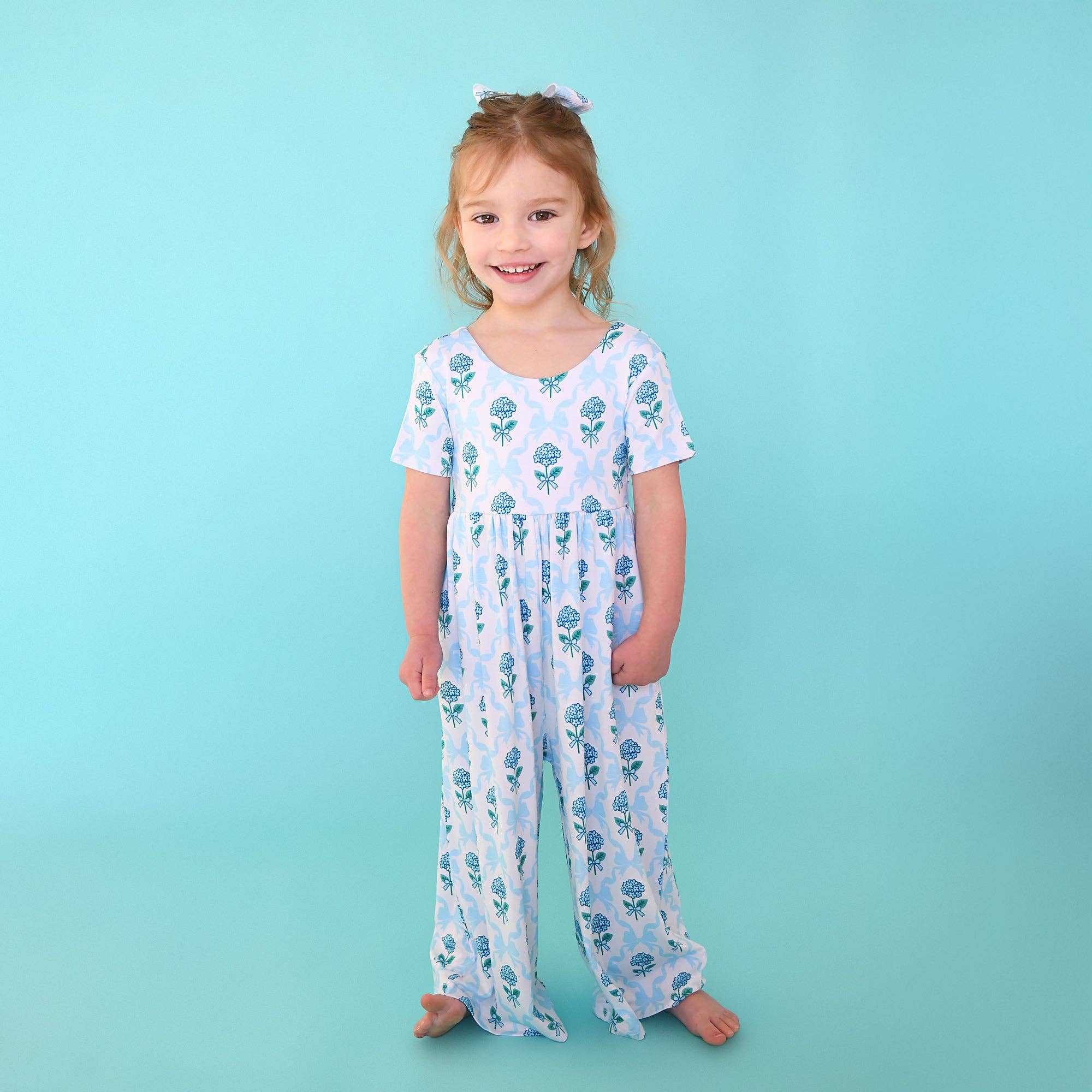 Savannah WIDE LEG ROMPER Bamboo Floral Kids Clothing Outfit