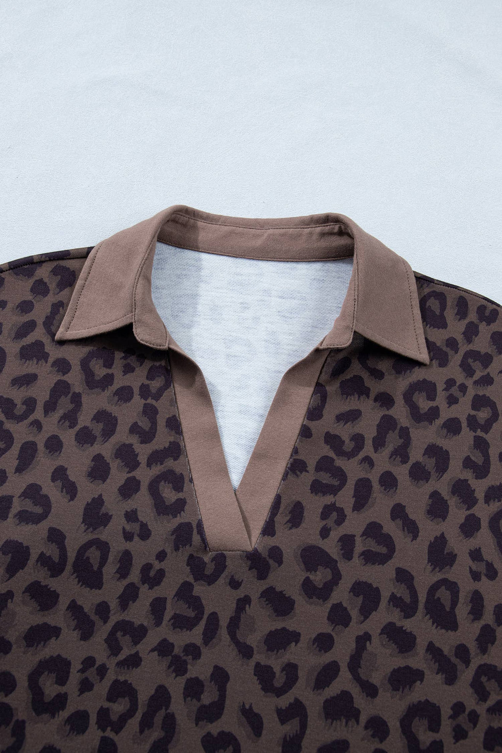 V Neck Collar Leopard Print Top and Shorts 2pcs Set (S-4X)