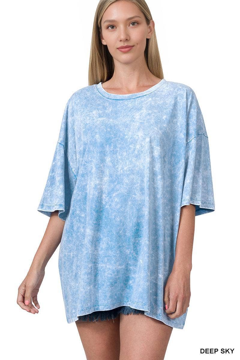 Acid Wash Oversized Cotton Tee - Zenana