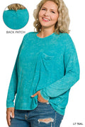 Plus Washed Ribbed Dolman Sleeve Round Neck Top - Zenana