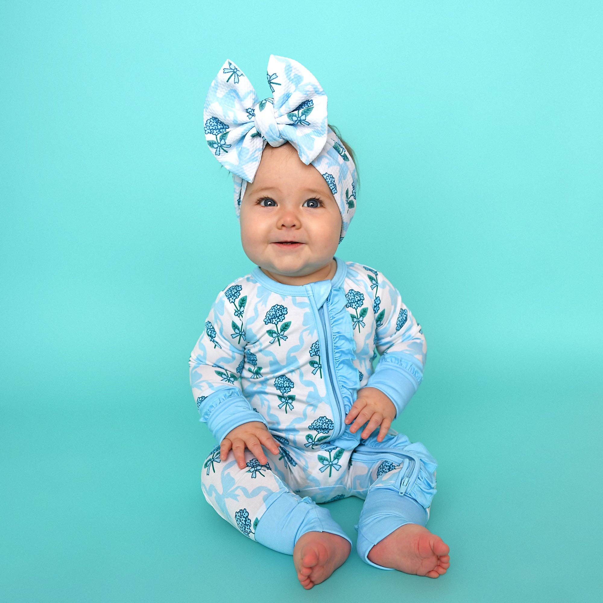 Savannah RUFFLE ZIP Bamboo One Piece Floral Baby Outfit
