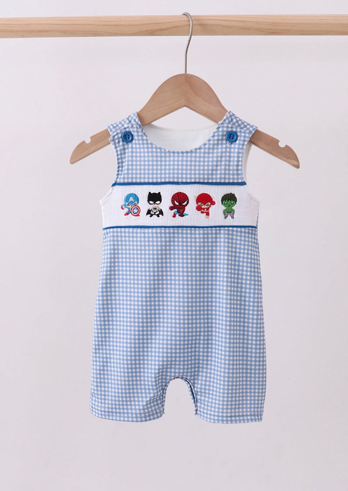 Super Hero Smocked Romper