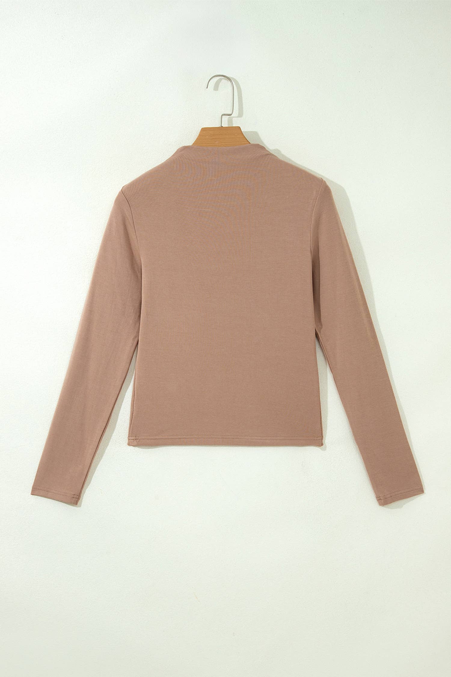 Solid Color Ribbed Mock Neck Long Sleeve Sheath Top