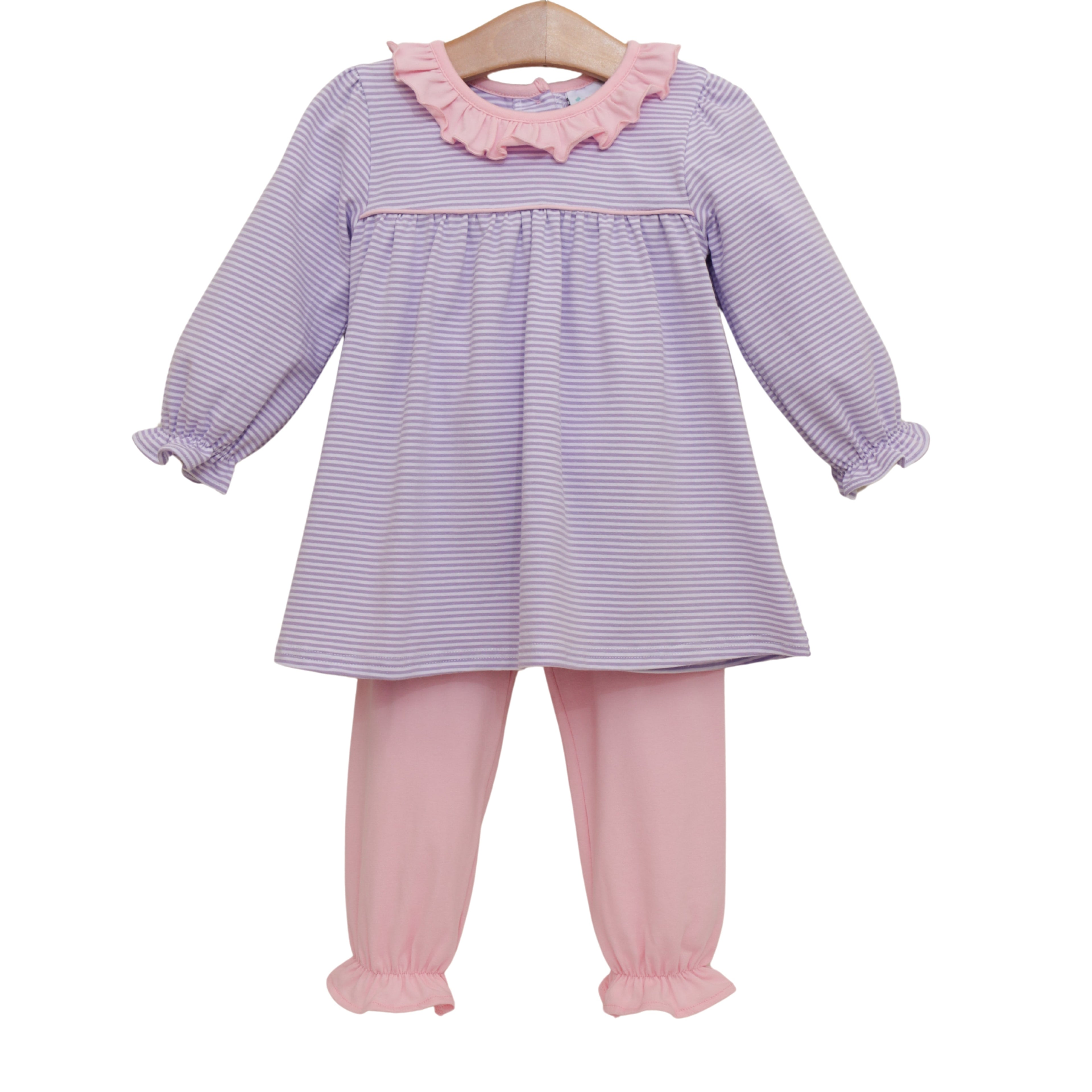 Audrey Bloomer Pants Set - Lavender Stripe / Light Pink