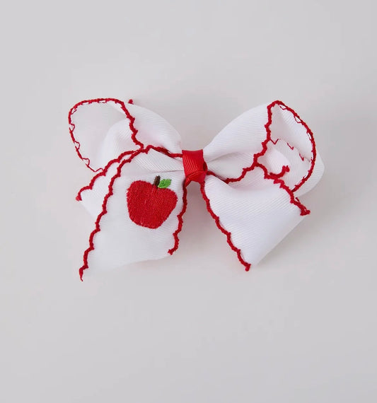 Embroidered Apple Hair bow