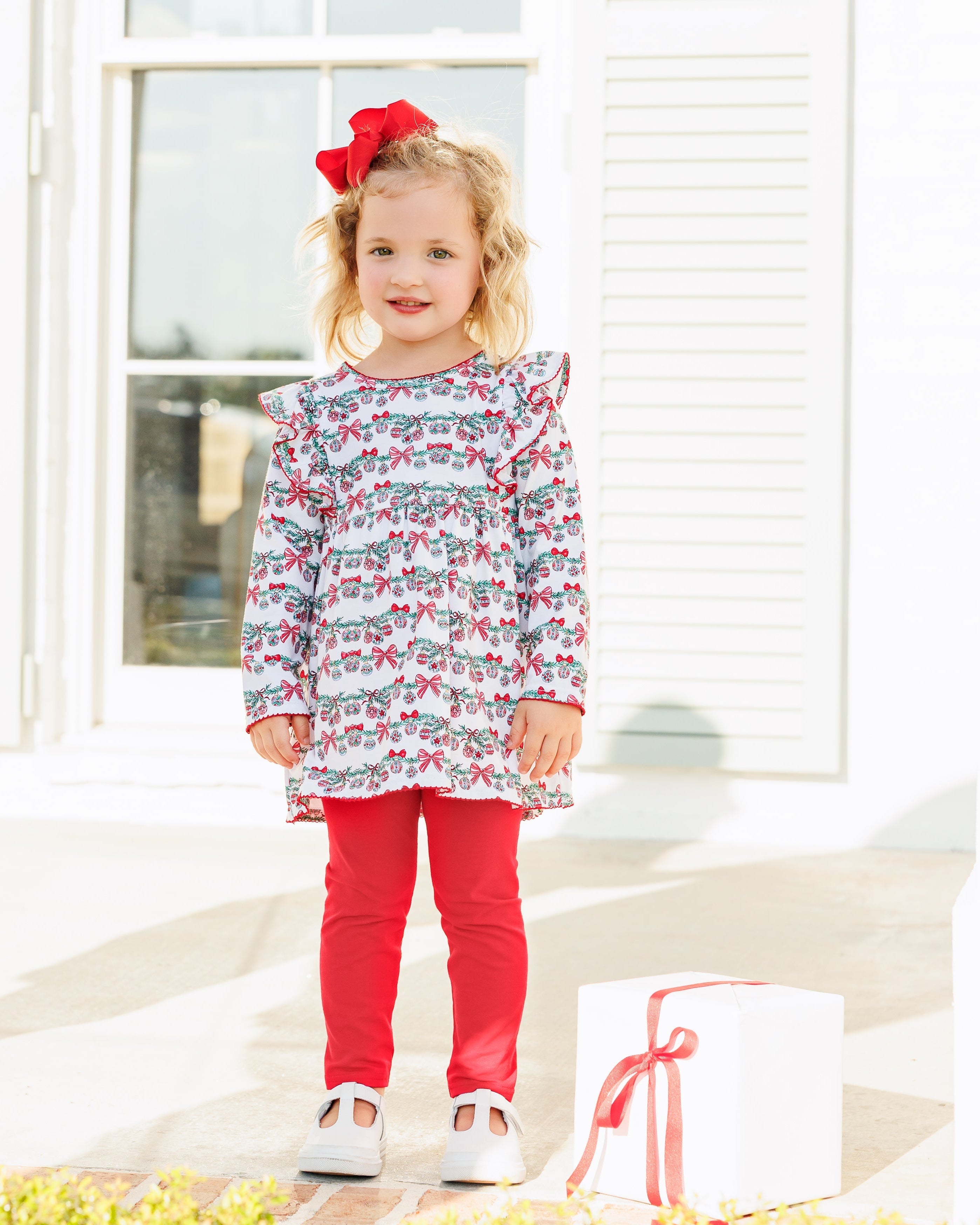 Bows & Baubles Christmas Flutter Pants Set