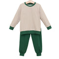 Connor Jogger Set - Tan Stripe / Hunter Green