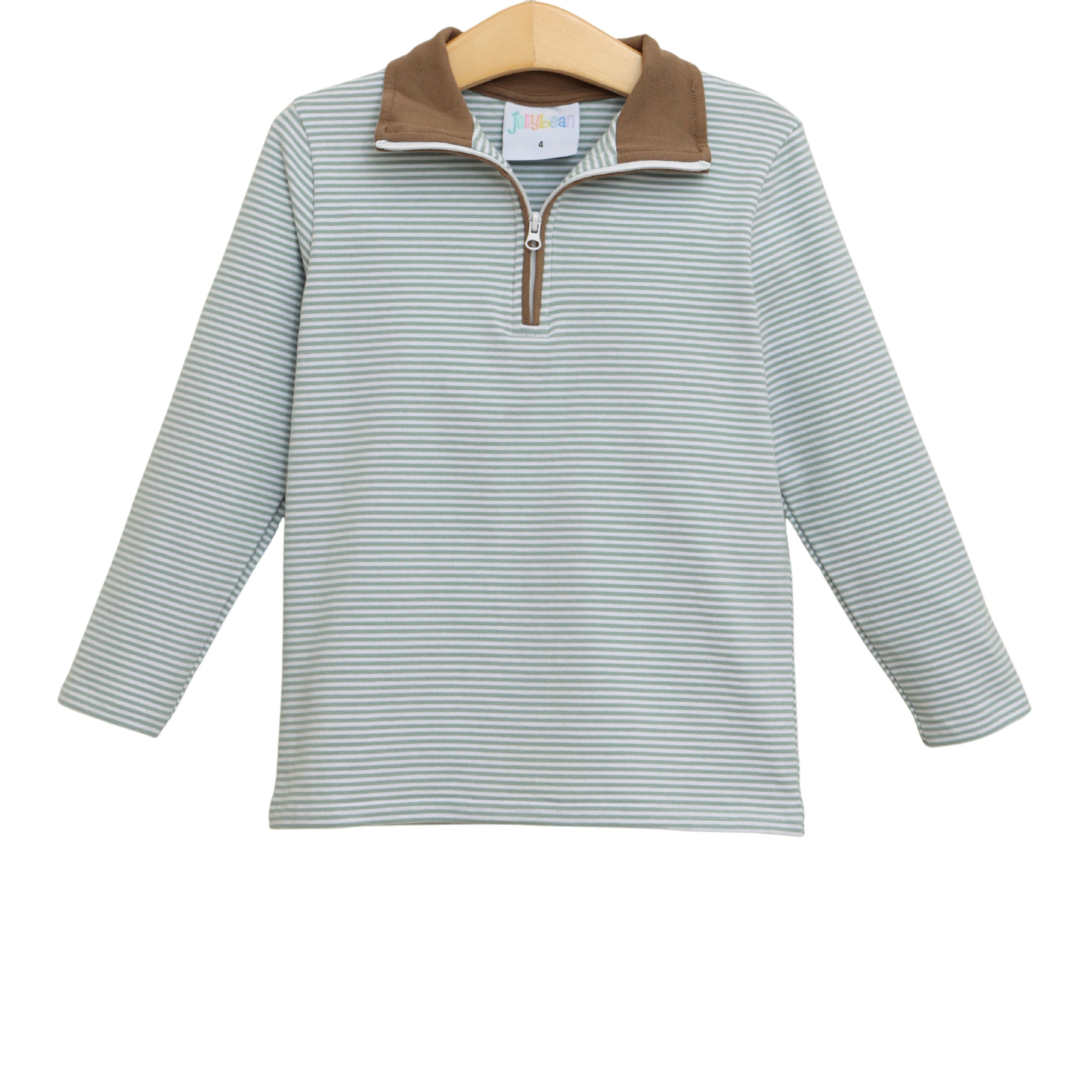 Evan Pullover - Dusty Sage Stripe / Light Brown