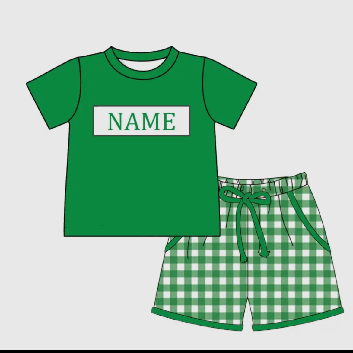 Green Plaid Short Set