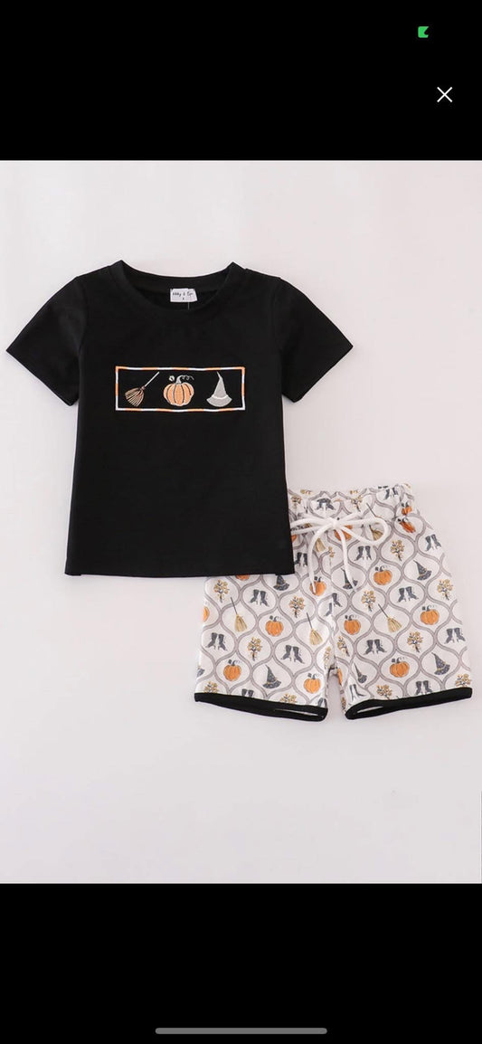 All Things Halloween boys short set