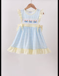 Yellow Crab Gingham Ruffle Dress