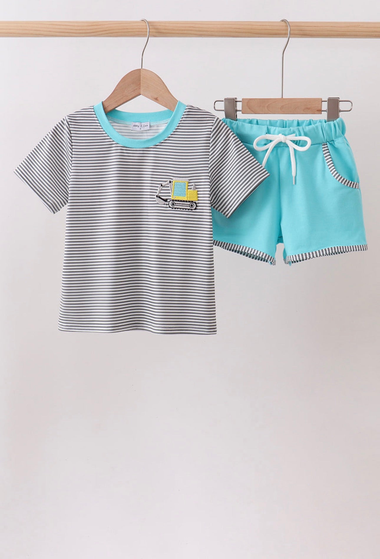 Black Stripe Embroidered Excavator Set