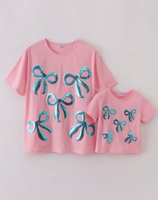 Bow sequin kids shirt