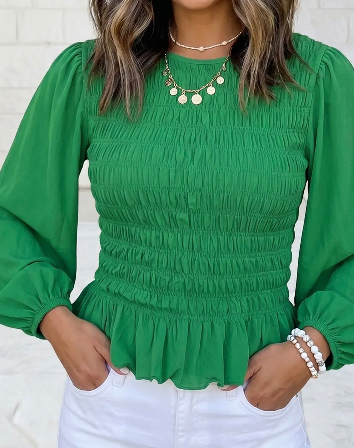 Smocked long Sleeve Top