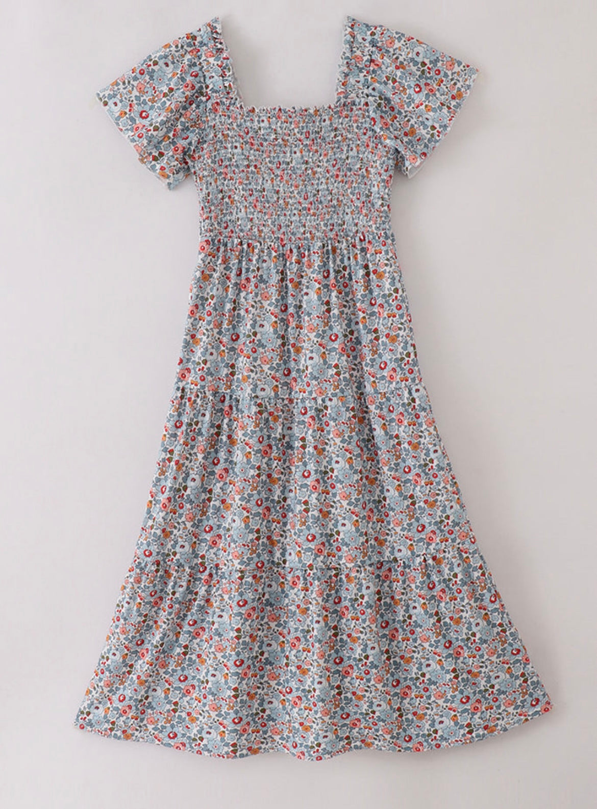 Smocked floral mom dress