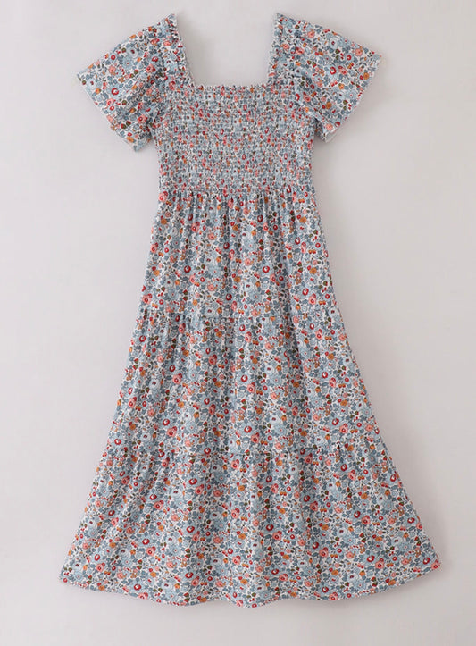 Smocked floral mom dress