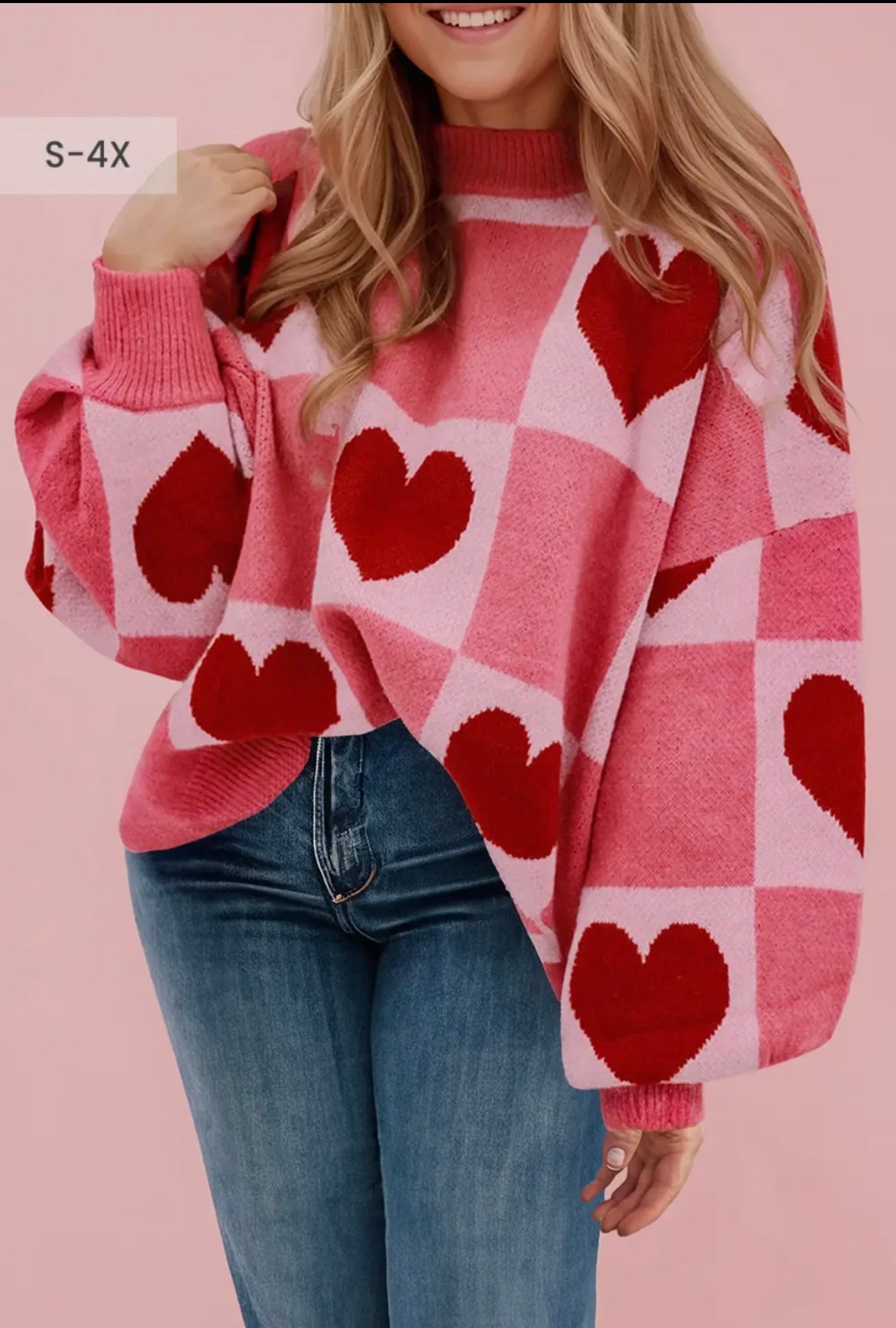 Checkered Heart Sweater