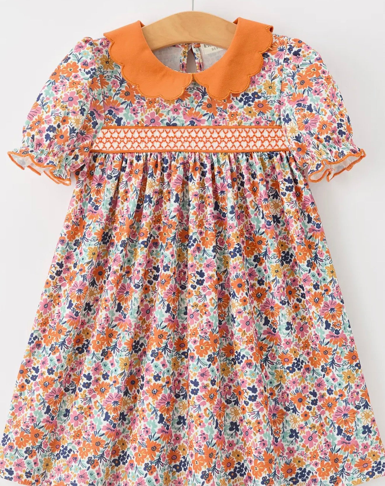 Fall Floral Smock Dress