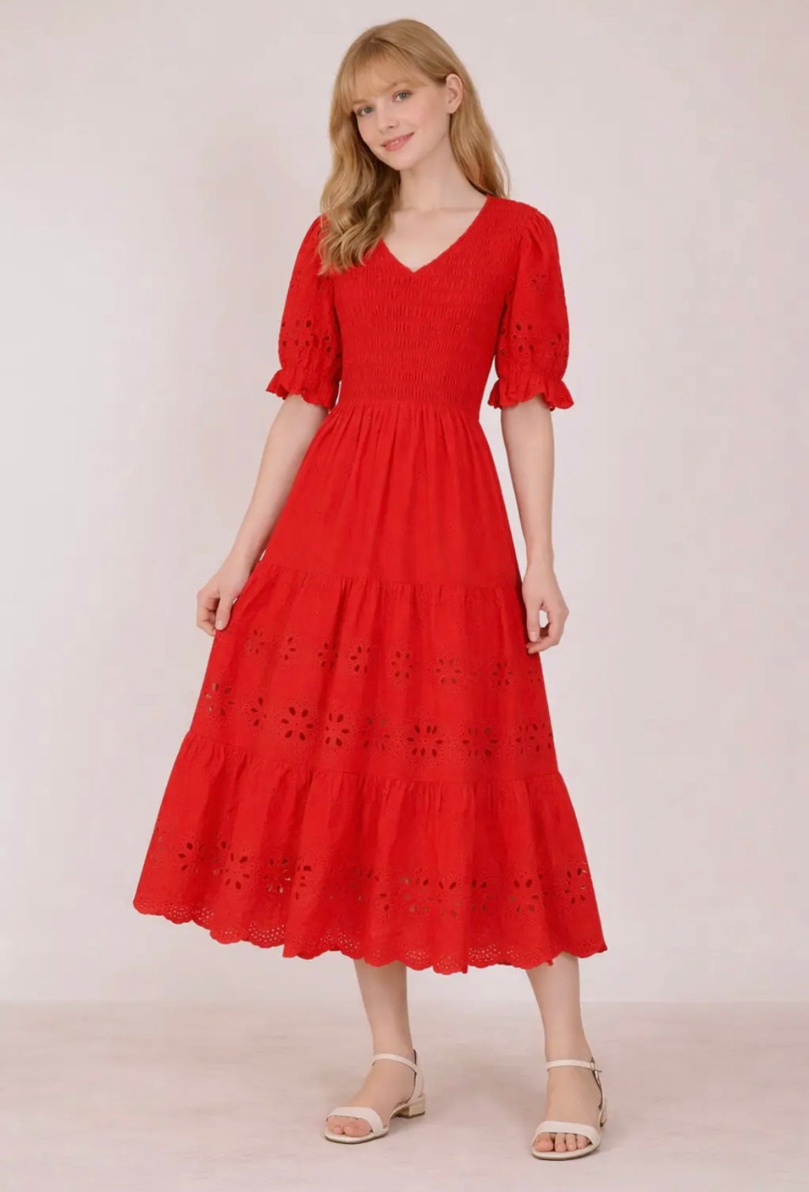 Red Eyelet Dress