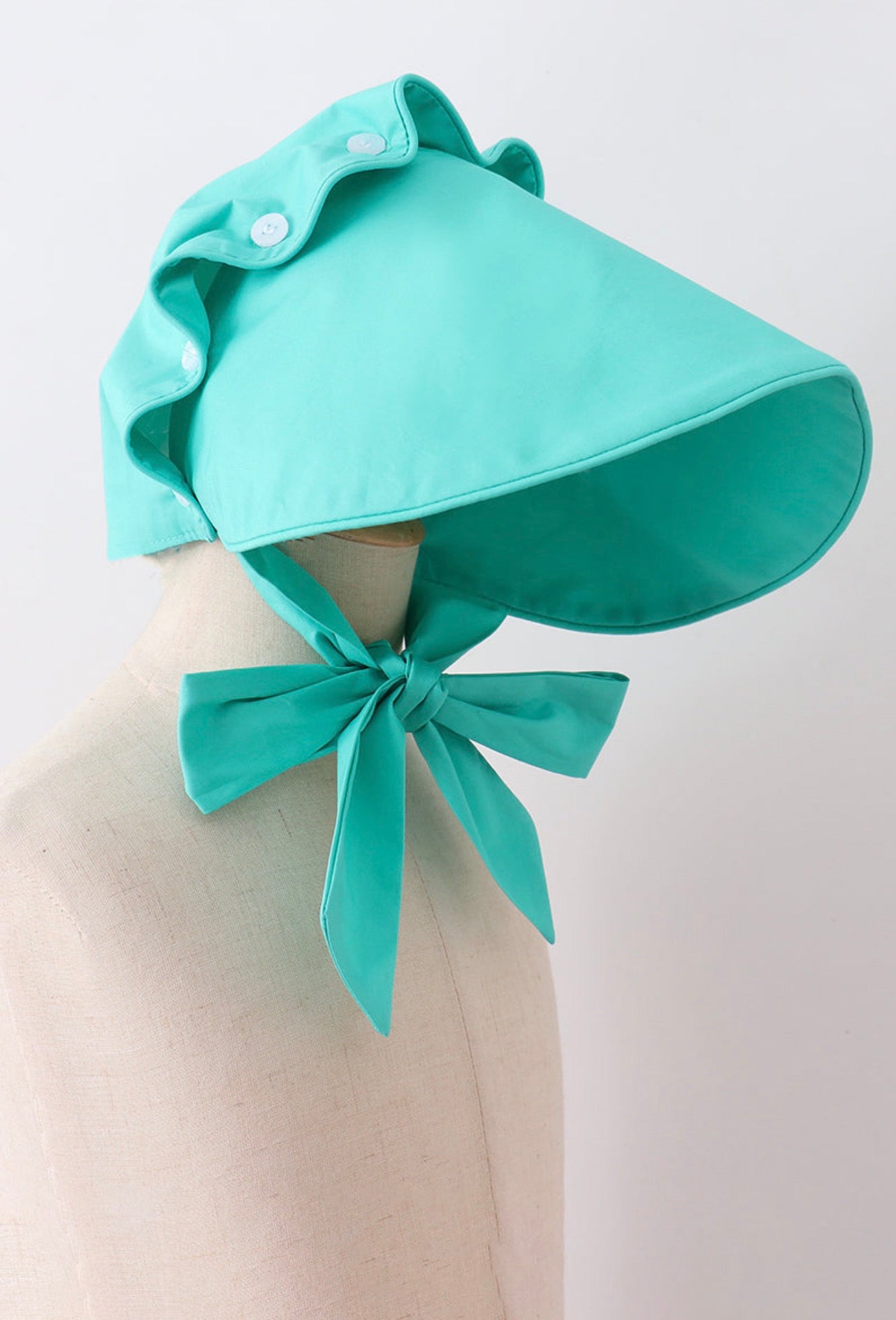 Green Ruffle Bow Bonnet