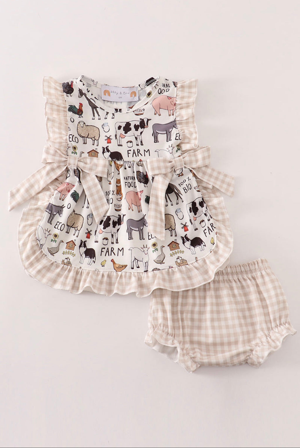 Baby Girls Beige Farm Bloomer Set