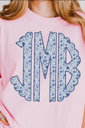 Pink&Blue Custom Monogram Tee