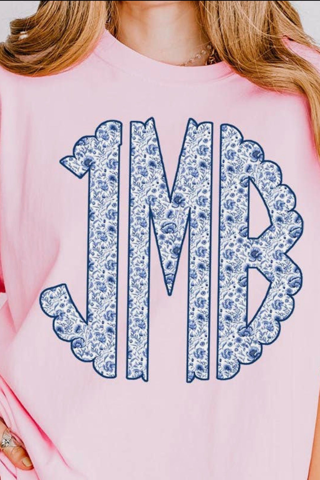 Pink&Blue Custom Monogram Tee