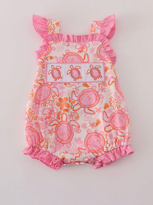Baby Turtle Print Bubble Romper