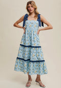 Tiered Floral Quilted Midi Dress