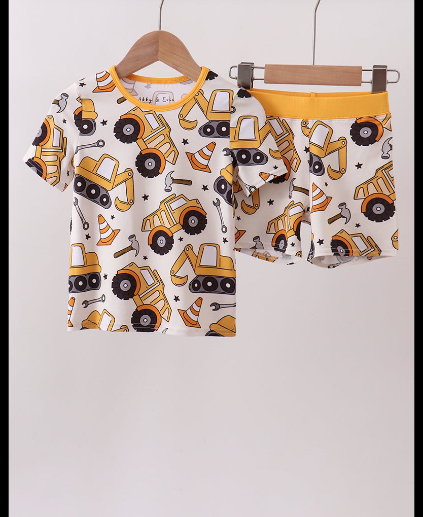 Yellow Construction Bamboo Pjs