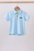 Blue Tractor Embroidered Polo