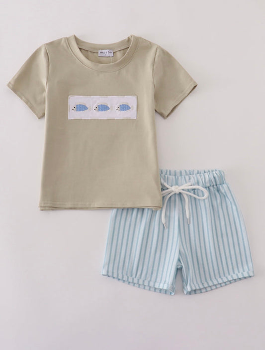 Stripe Fish Short Set