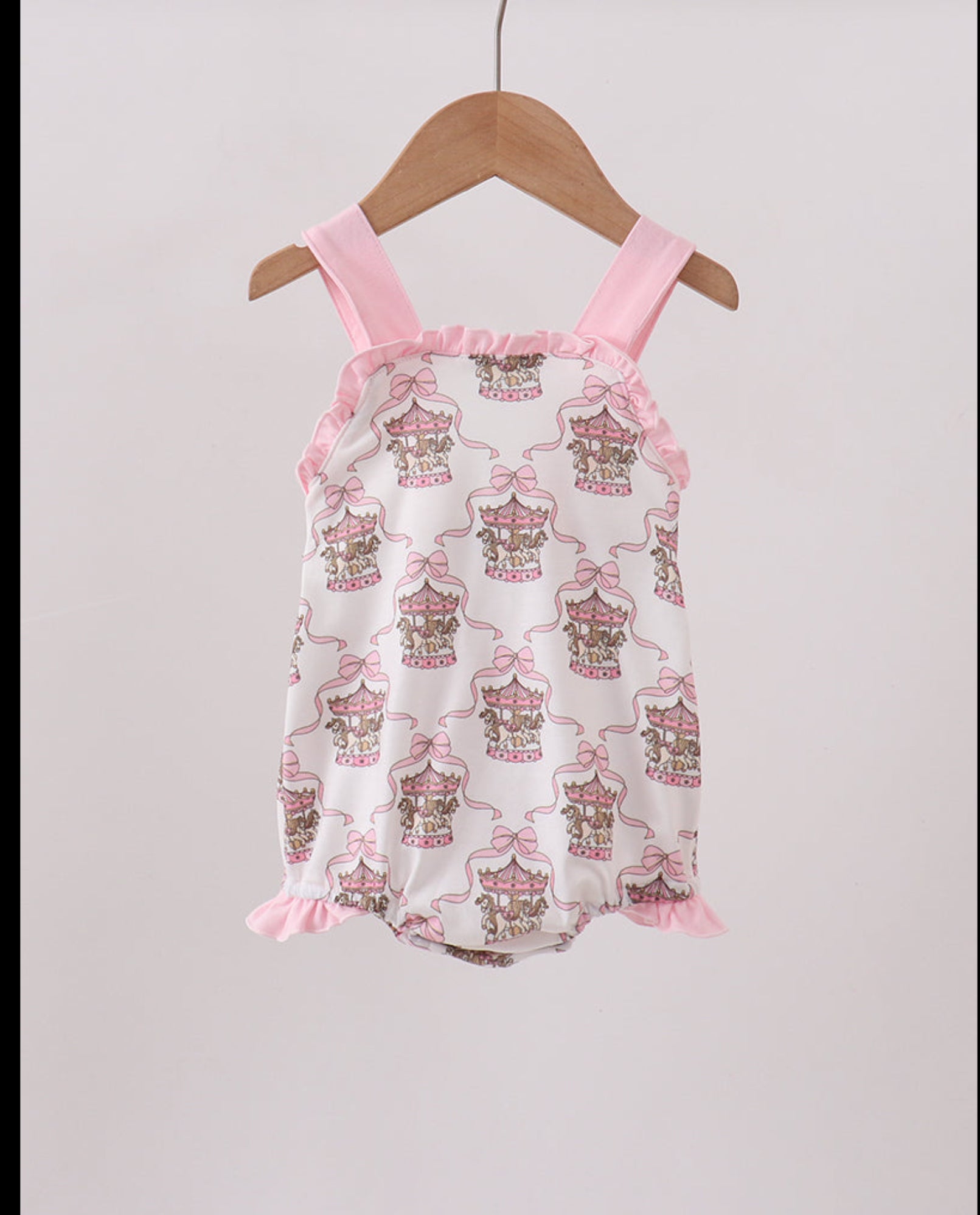 Pink Carousel Print Ruffle Bubble