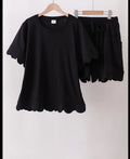 Black Scalloped Short Set