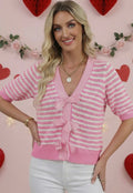 Pink & White Bow Sweater