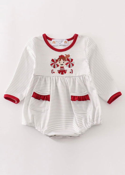 Grey And Crimson Cheer Romper