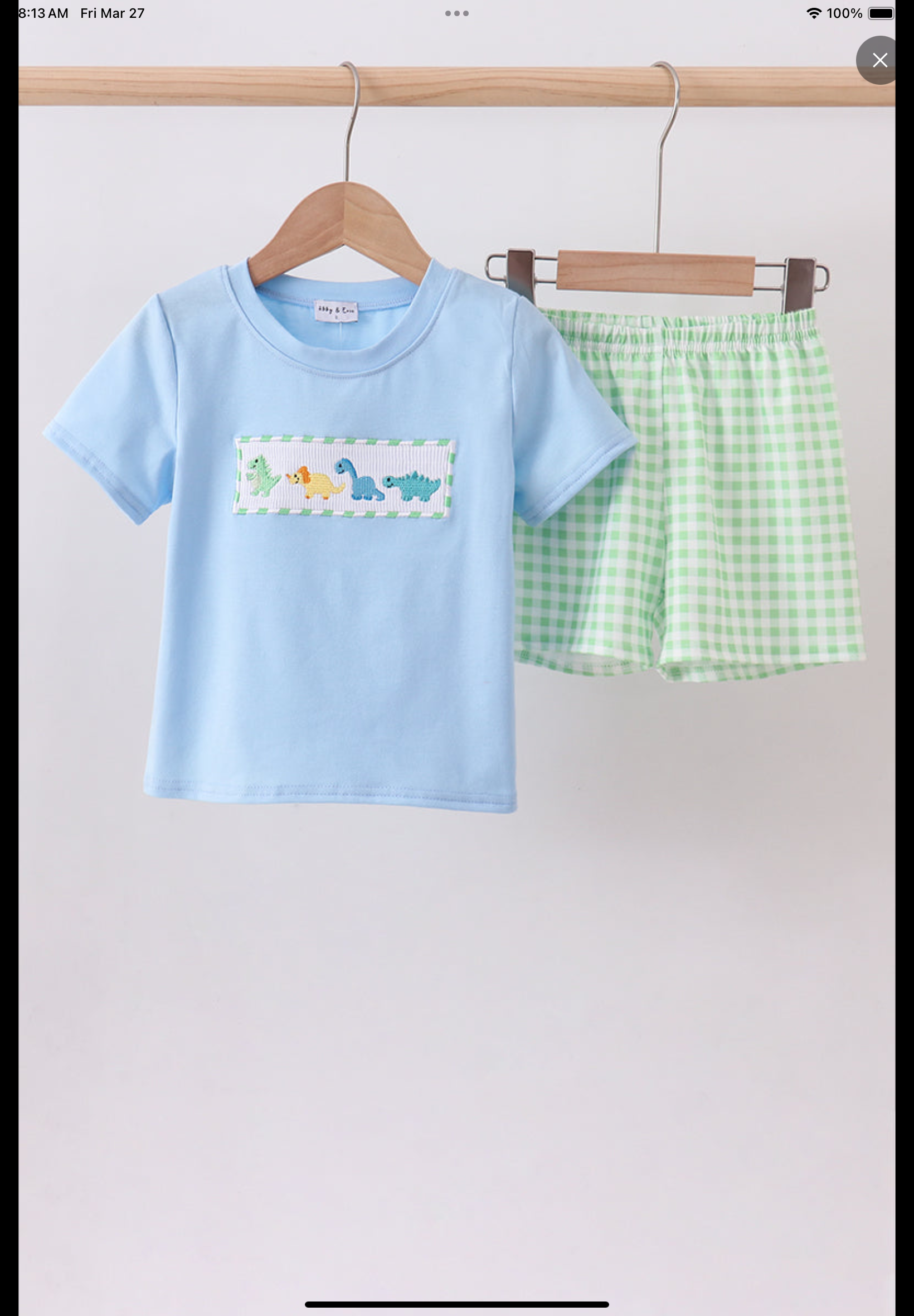 Blue Dino Short Set