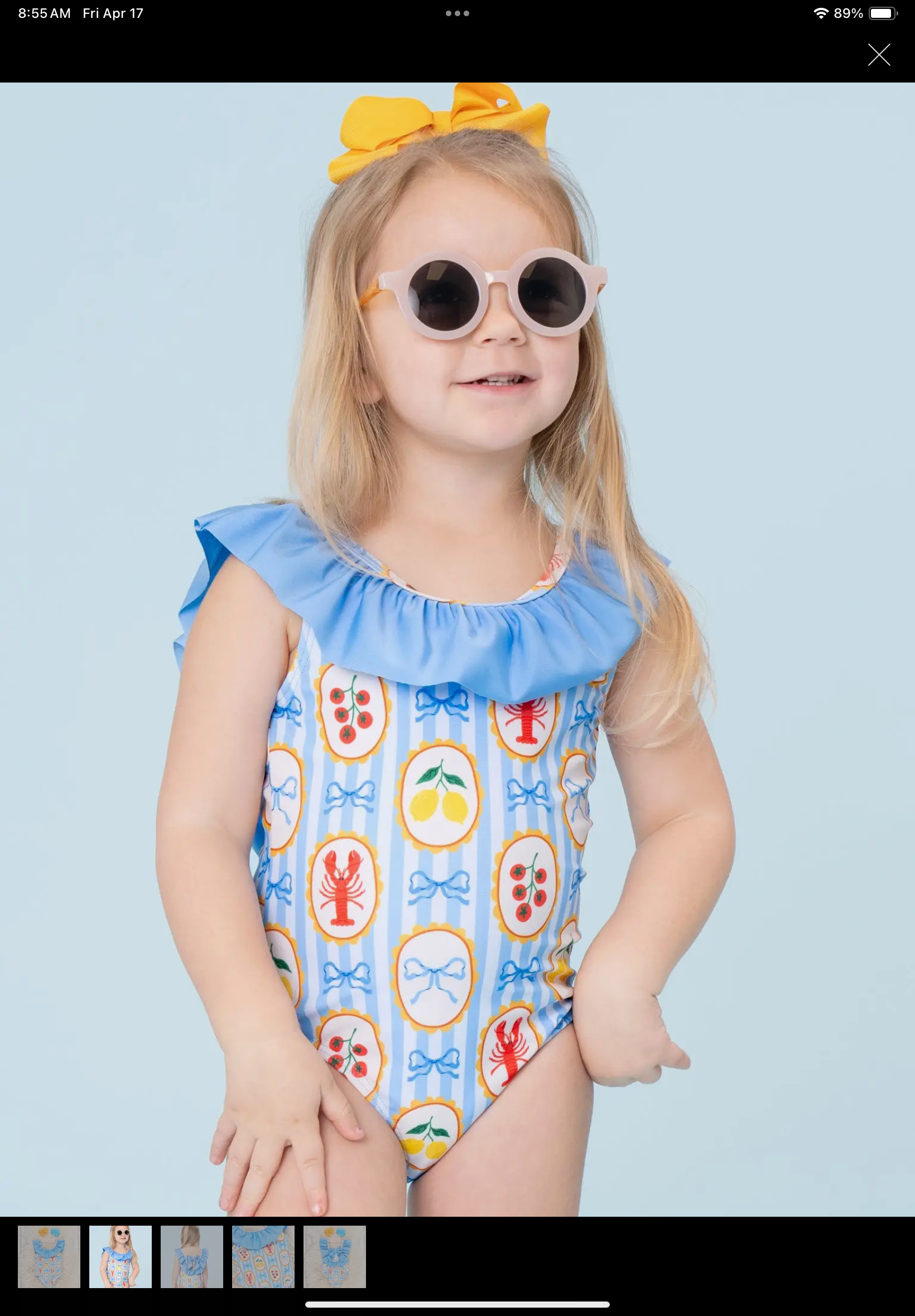 Lobster Lemon Bow Ruffle Swimsuit