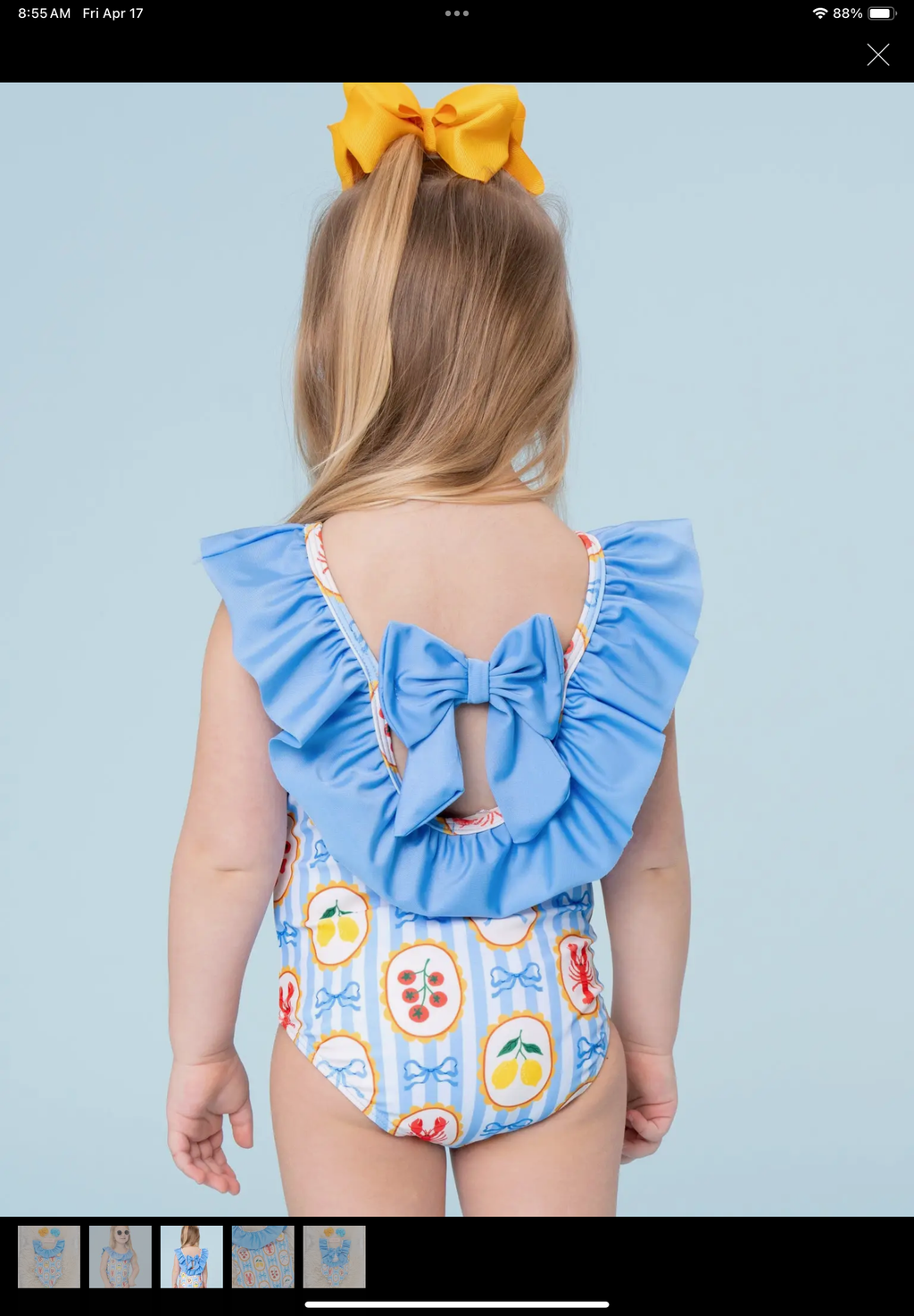 Lobster Lemon Bow Ruffle Swimsuit