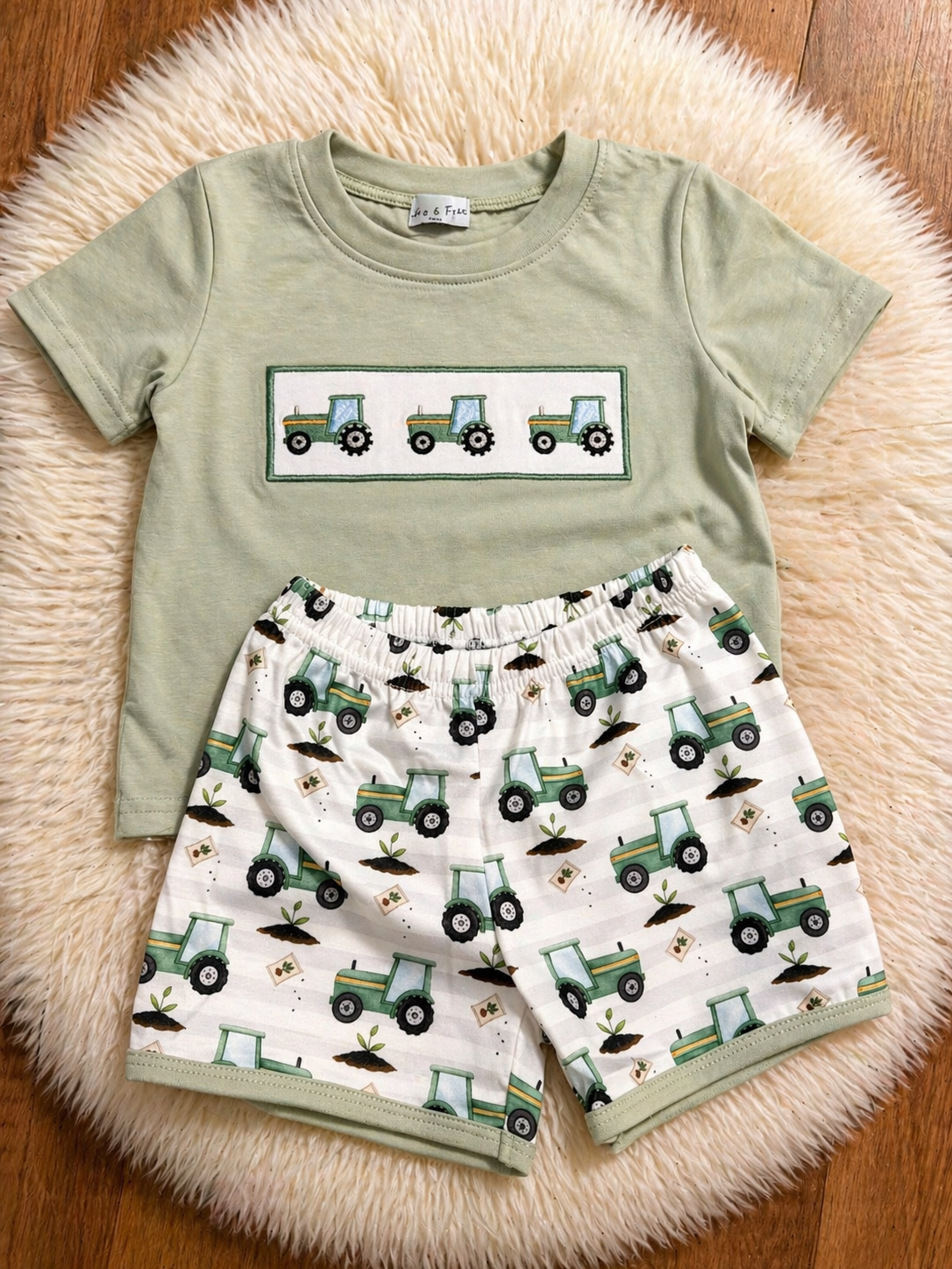 Green Farm Tractor Short Set