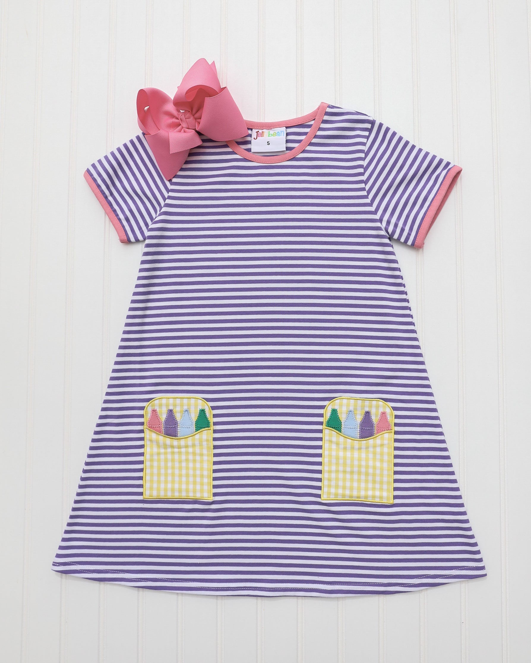Crayon Pocket Dress Lavender Stripe