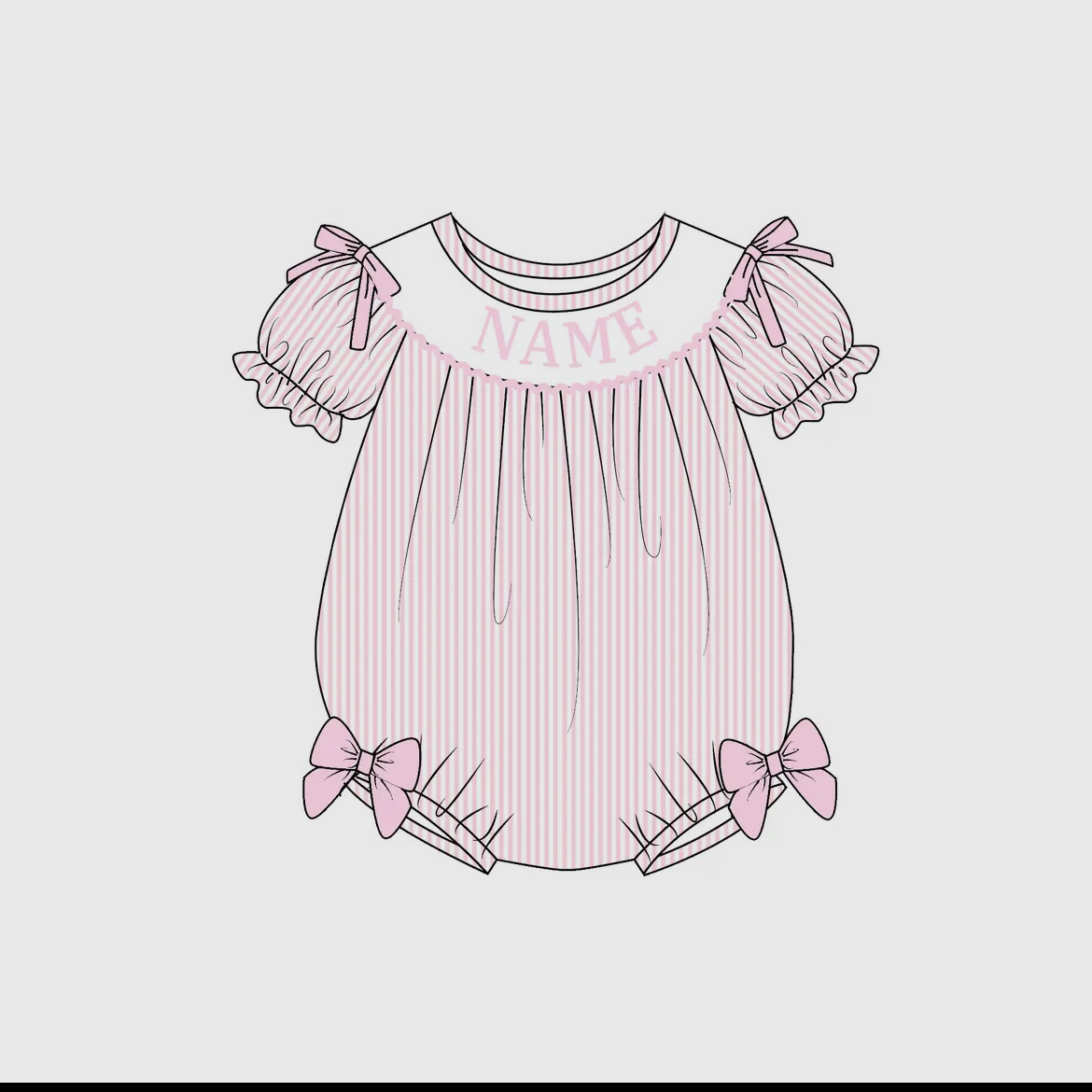 Pink Stripe With Bow Bubble