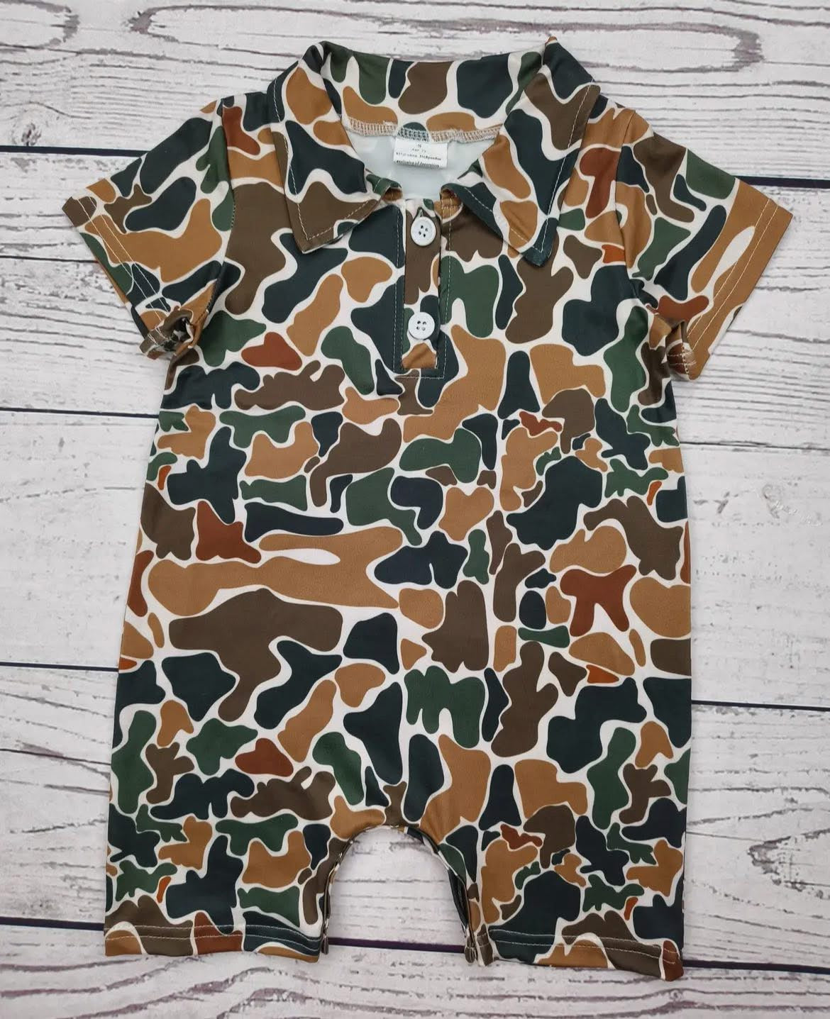 Camo Boy Polo Romper