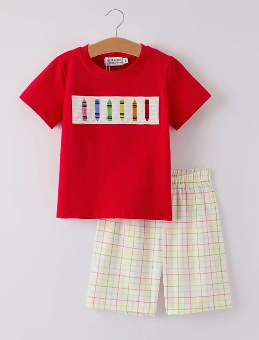 Boys Crayon Smocked Set