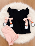 Ghost Appliqué Bow Shorts Set