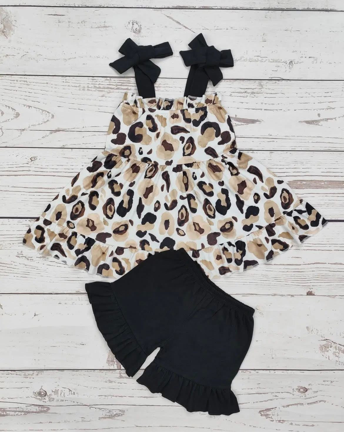 Black & Gold Cheetah Short Set