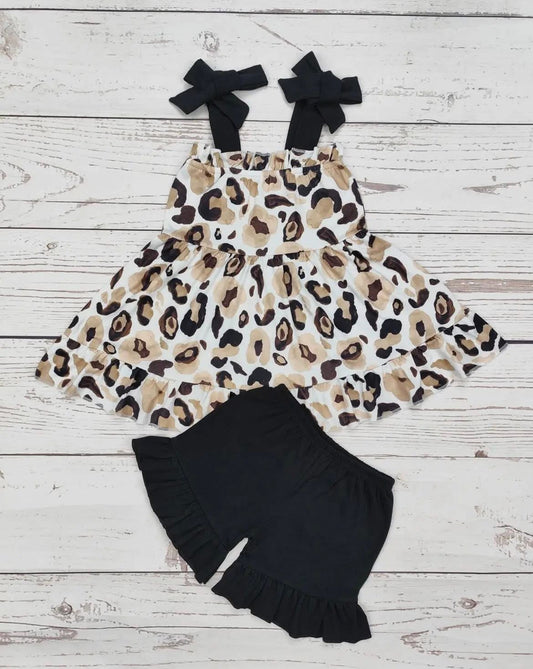 Black & Gold Cheetah Short Set