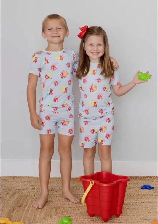 Colorful Hermit Crab Bamboo 2 Piece set