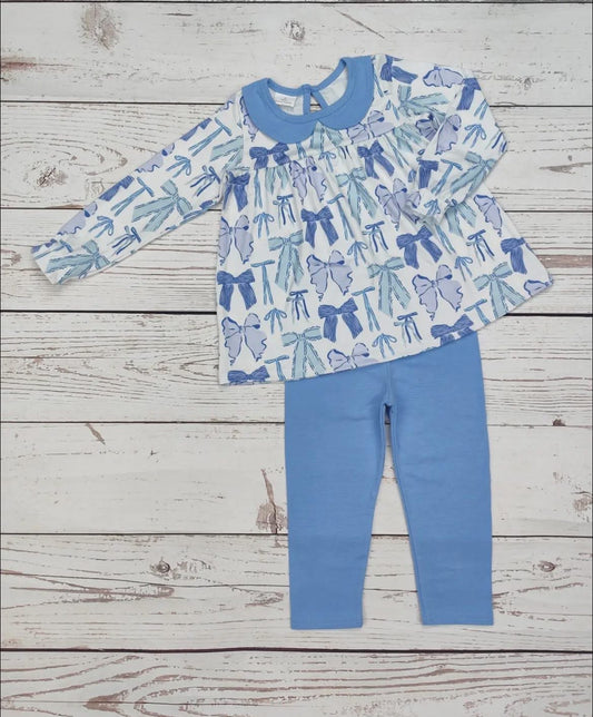 Blue Bow Pant Set