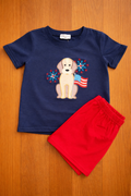 Patriotic Pup Boy Short Set